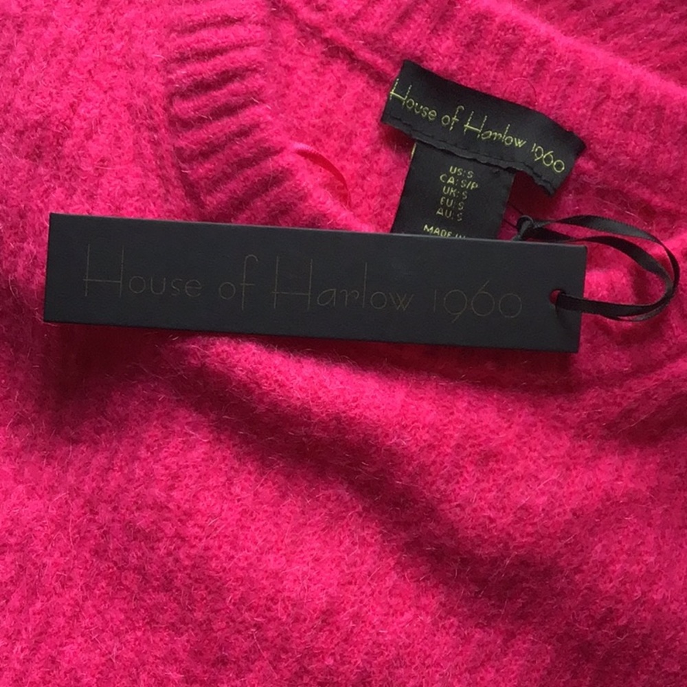 House of Harlow 1960 | Fuchsia Rhinestone Detail Sweater | Hot Pink Barbie Pink - Picture 4 of 12